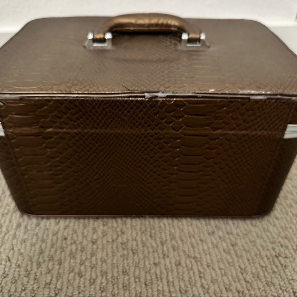 Brown Crocodile Pattern Vanity Case - image 4